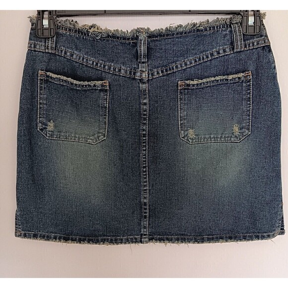 Denim "Karen" Mini Skirt w/Side Slits, Distress By GOGIB Jean - Size L (Juniors) - Picture 2 of 7